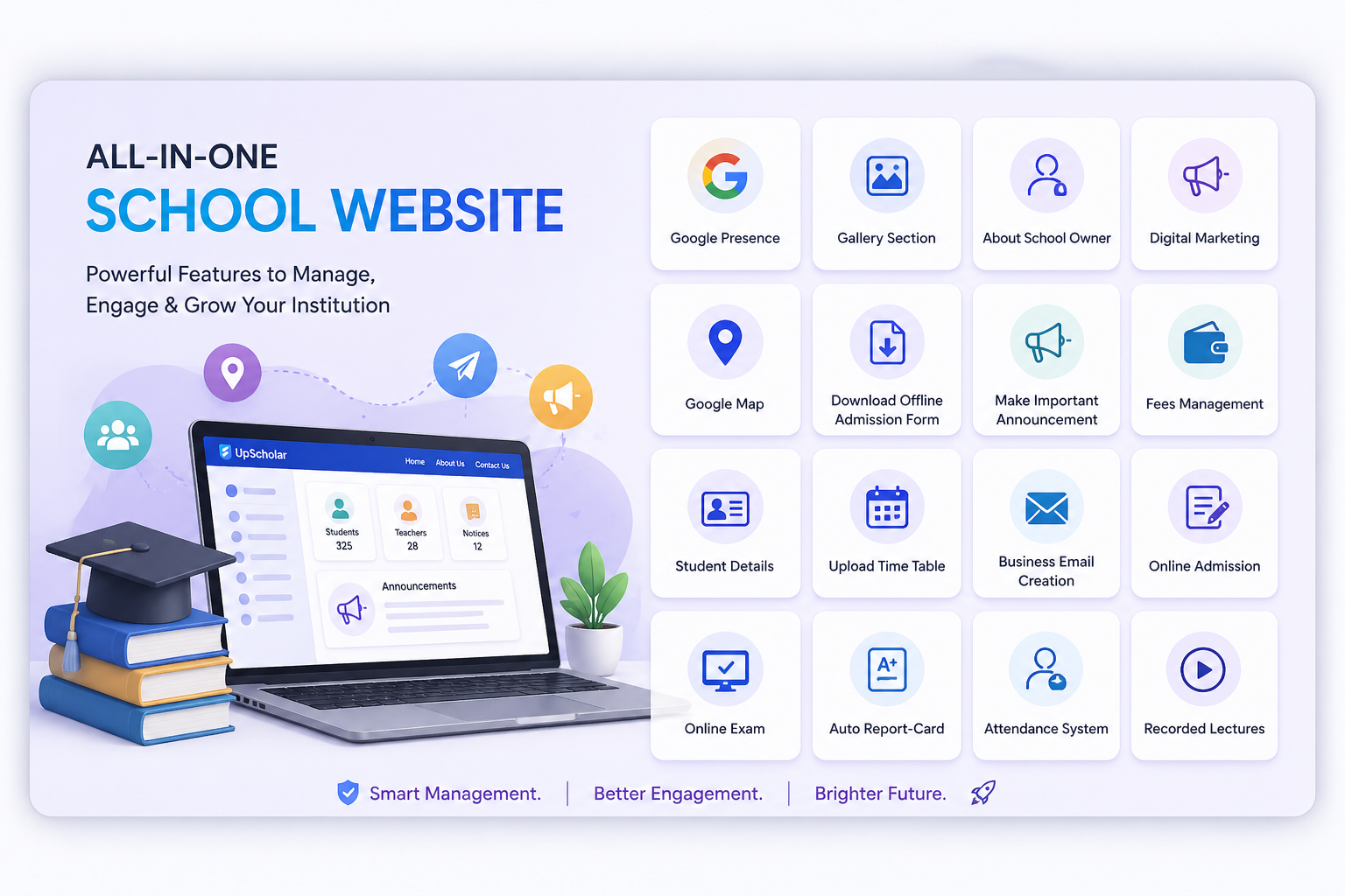 UpScholar website features preview
